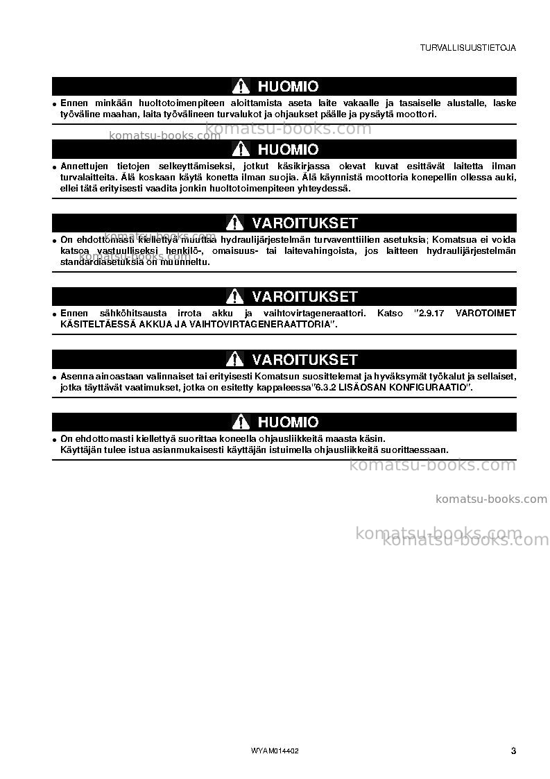 Komatsu pc55mr-3ita Operation manual cover Page 5 Komatsu pc55mr-3ita Operation manual cover Page 5