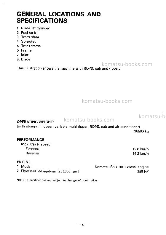 Komatsu d135a-2jpn-h Operation manual cover Page 5