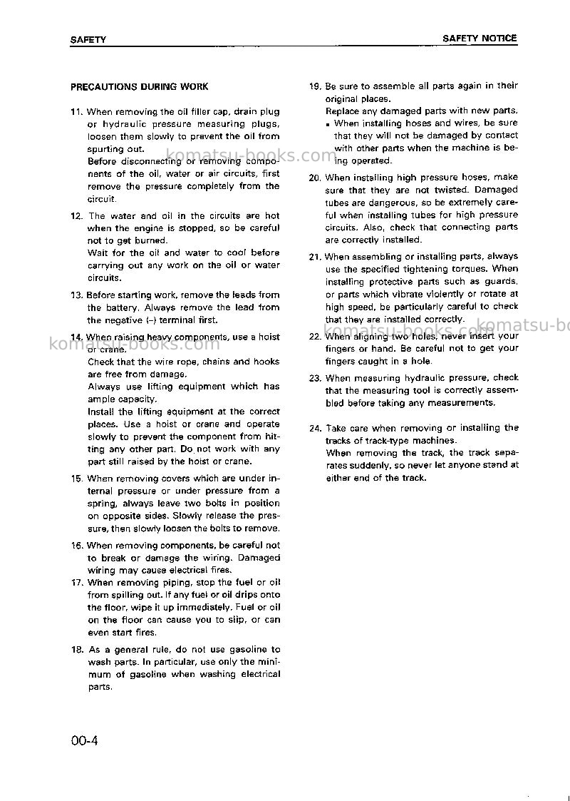 Komatsu 102 series-cchn-for australia Repair & maintenance cover Page 5 Komatsu 102 series-cchn-for australia Repair & maintenance cover Page 5