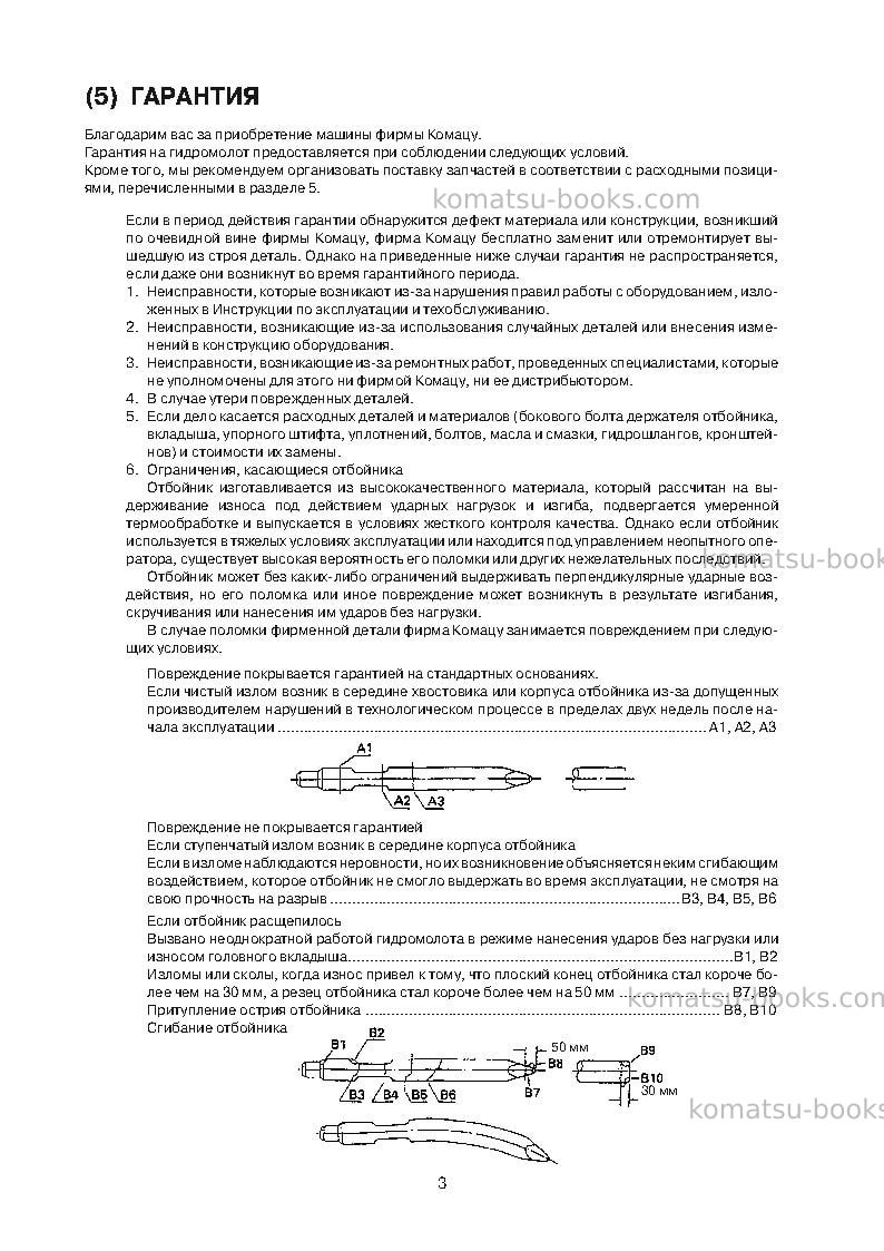 Komatsu jthb10-1jpn-breaker Руководство по эксплуатации обложка Страница 5 Komatsu jthb10-1jpn-breaker Руководство по эксплуатации обложка Страница 5