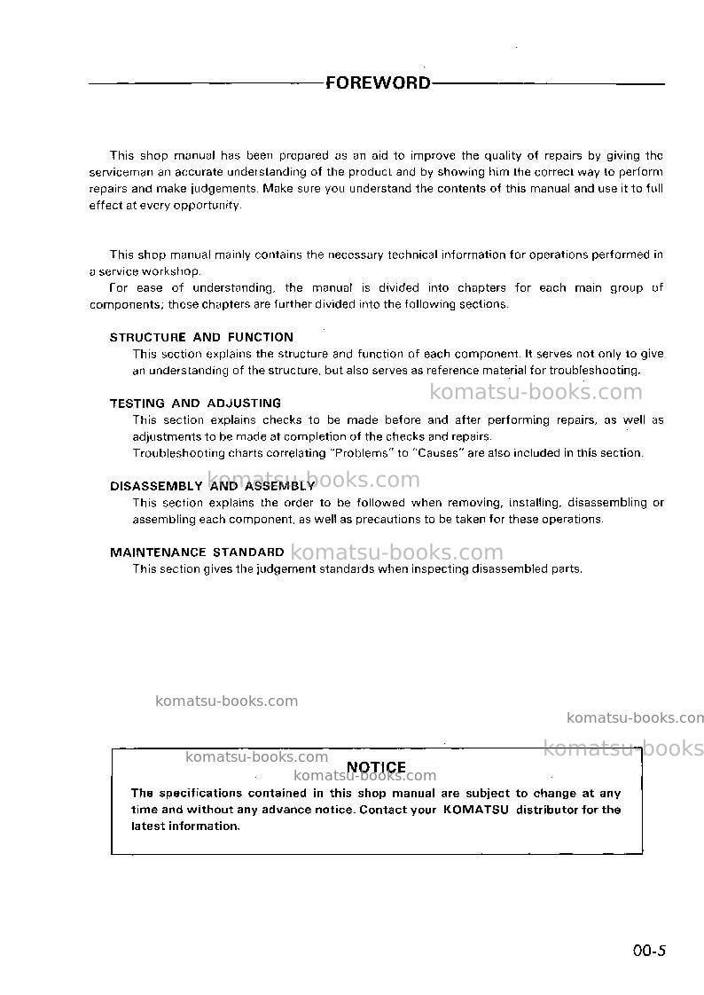 Komatsu wa420-1deu-h Repair & maintenance cover Page 5