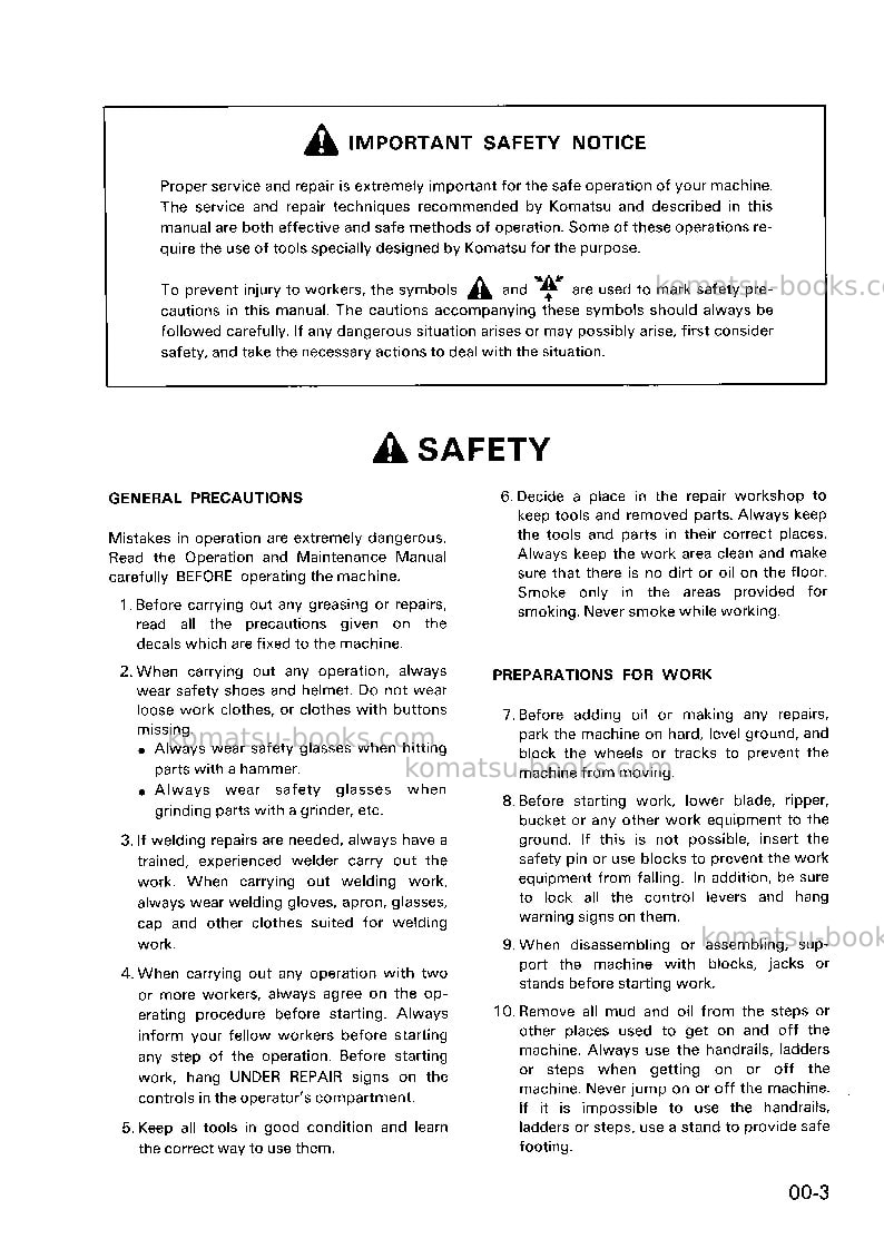 Komatsu pc03-1jpn Repair & maintenance cover Page 5 Komatsu pc03-1jpn Repair & maintenance cover Page 5