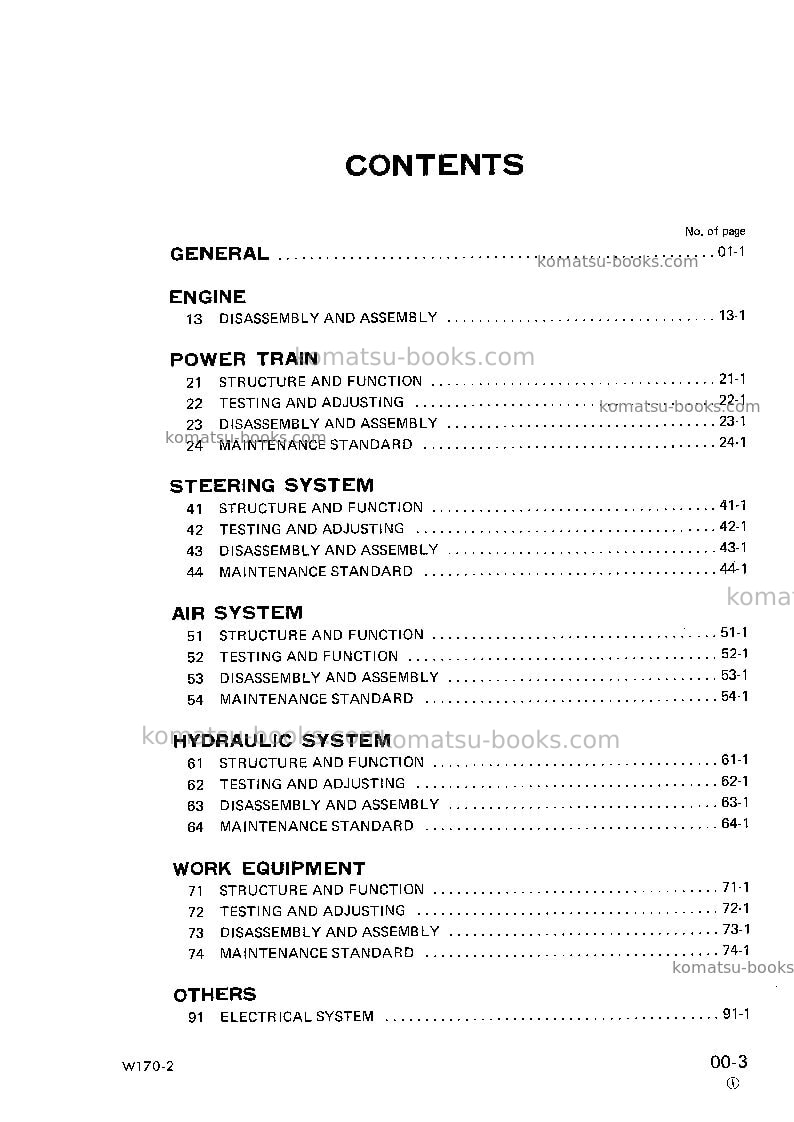 Komatsu w170-2jpn Repair & maintenance cover Page 5