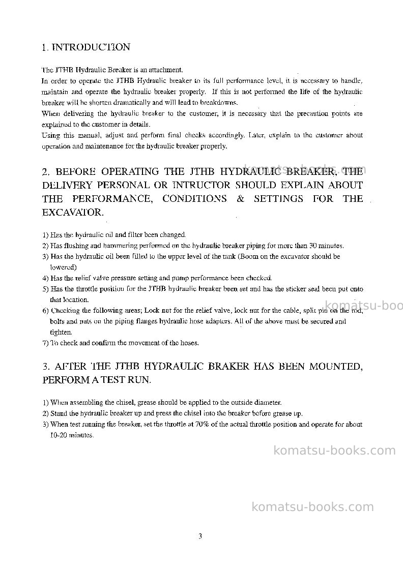 Komatsu jthb10-1jpn-breaker Repair & maintenance cover Page 5 Komatsu jthb10-1jpn-breaker Repair & maintenance cover Page 5