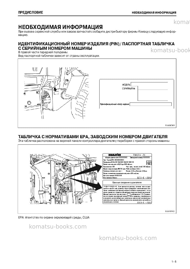 Komatsu wa150-6jpn Руководство по эксплуатации обложка Страница 6