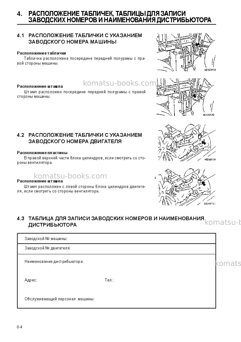 Komatsu wa420-3chn Руководство по эксплуатации обложка Страница 6
