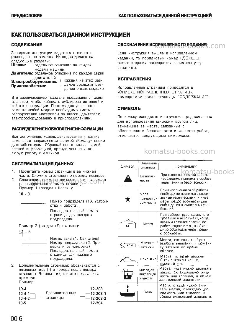 Komatsu 6d105-1jpn Ремонт и обслуживание обложка Страница 6