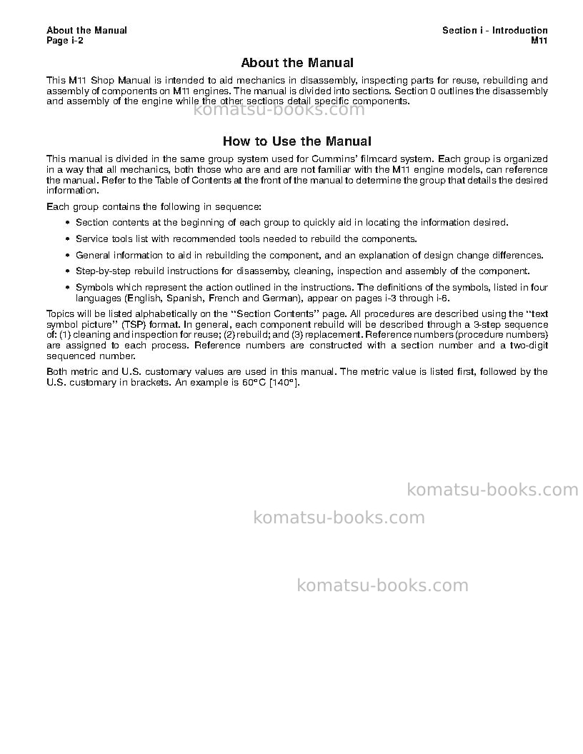 Komatsu mta-11usa Repair & maintenance cover Page 6 Komatsu mta-11usa Repair & maintenance cover Page 6