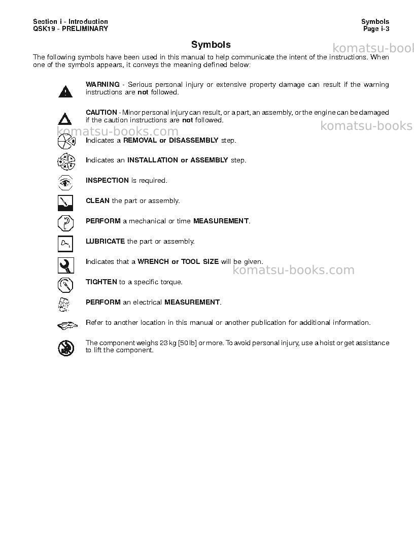 Komatsu qsk19usa Repair & maintenance cover Page 6