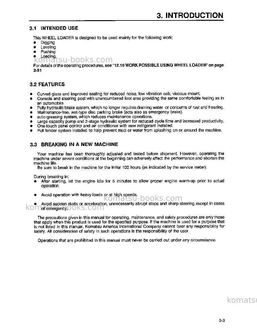 Komatsu wa450-3usa-l Operation manual cover Page 6 Komatsu wa450-3usa-l Operation manual cover Page 6
