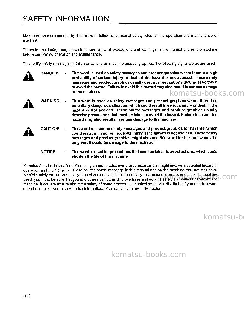 Komatsu wa500-1jpn-le Operation manual cover Page 6 Komatsu wa500-1jpn-le Operation manual cover Page 6