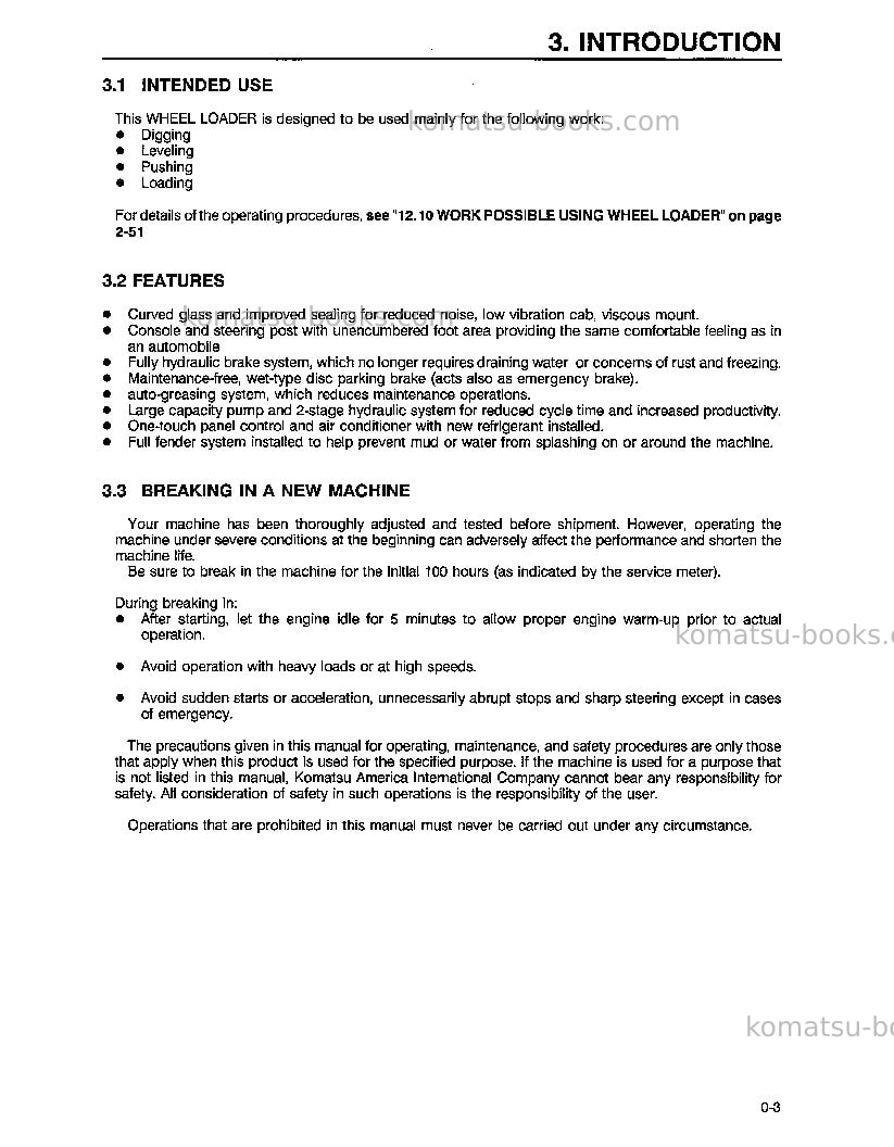 Komatsu wa420-3usa-l Operation manual cover Page 6 Komatsu wa420-3usa-l Operation manual cover Page 6