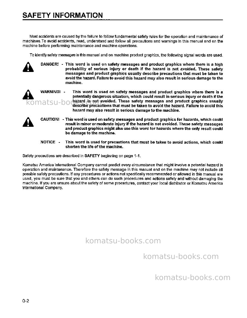 Komatsu wa600-1usa-le Operation manual cover Page 6 Komatsu wa600-1usa-le Operation manual cover Page 6