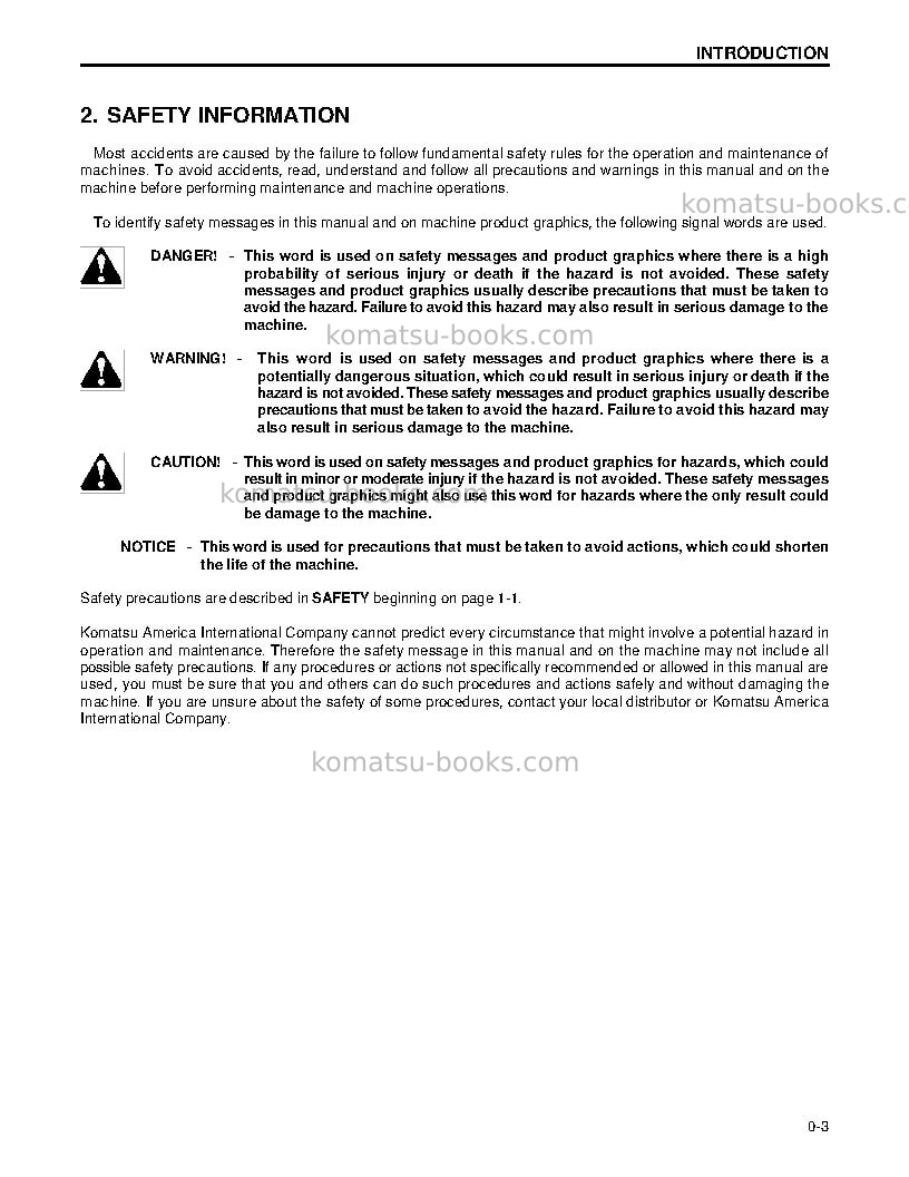 Komatsu wa180l-3jpn Operation manual cover Page 6