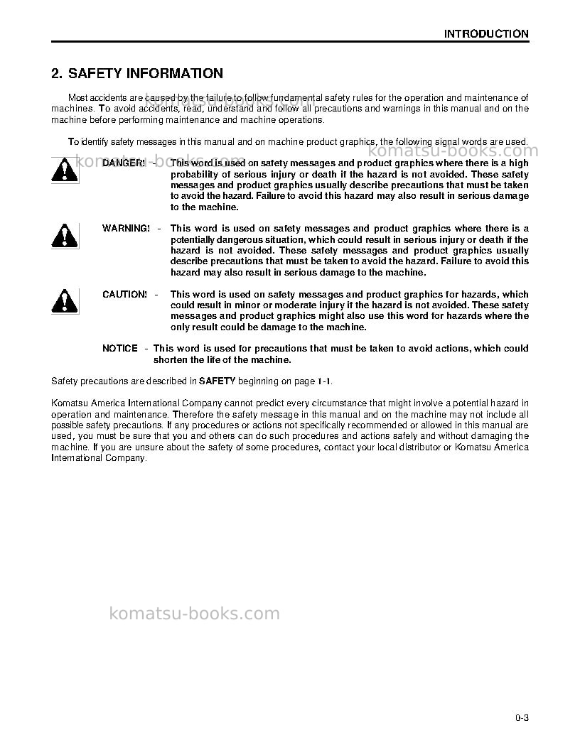 Komatsu wa180pt-3usa-l Operation manual cover Page 6