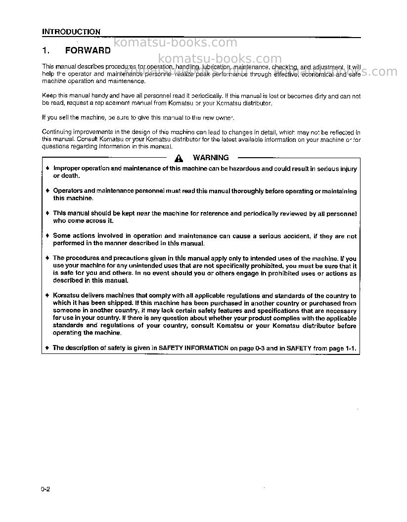 Komatsu d39p-1usa Operation manual cover Page 6 Komatsu d39p-1usa Operation manual cover Page 6