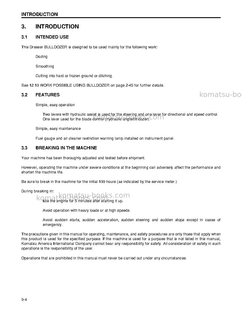 Komatsu td-8h Operation manual cover Page 6 Komatsu td-8h Operation manual cover Page 6