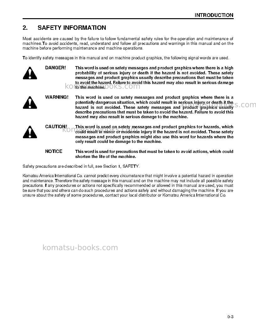 Komatsu pc270lc-6usa-le Operation manual cover Page 6
