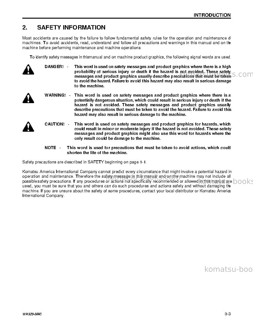 Komatsu wa320-3jpn-mc Operation manual cover Page 6