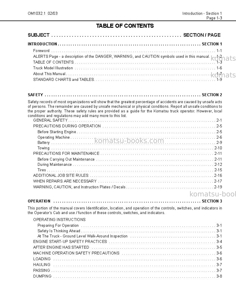 Komatsu 730eusa Operation manual cover Page 6