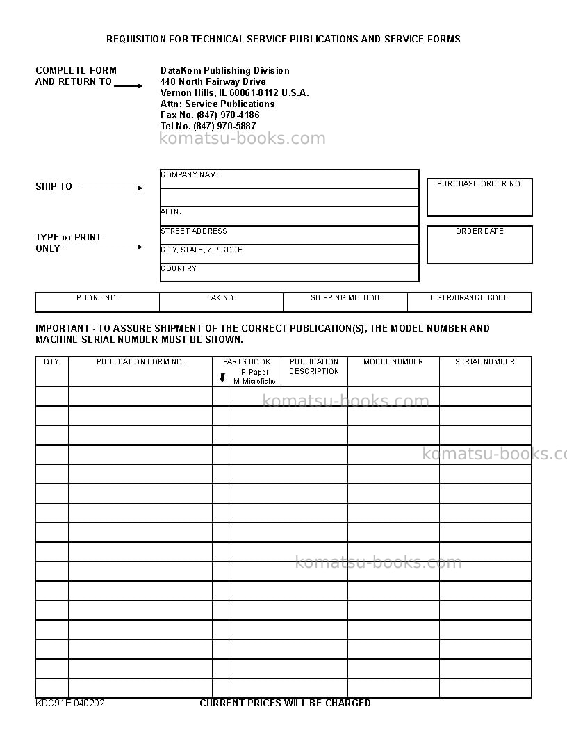 Komatsu wa250-5usa-l Operation manual cover Page 6 Komatsu wa250-5usa-l Operation manual cover Page 6