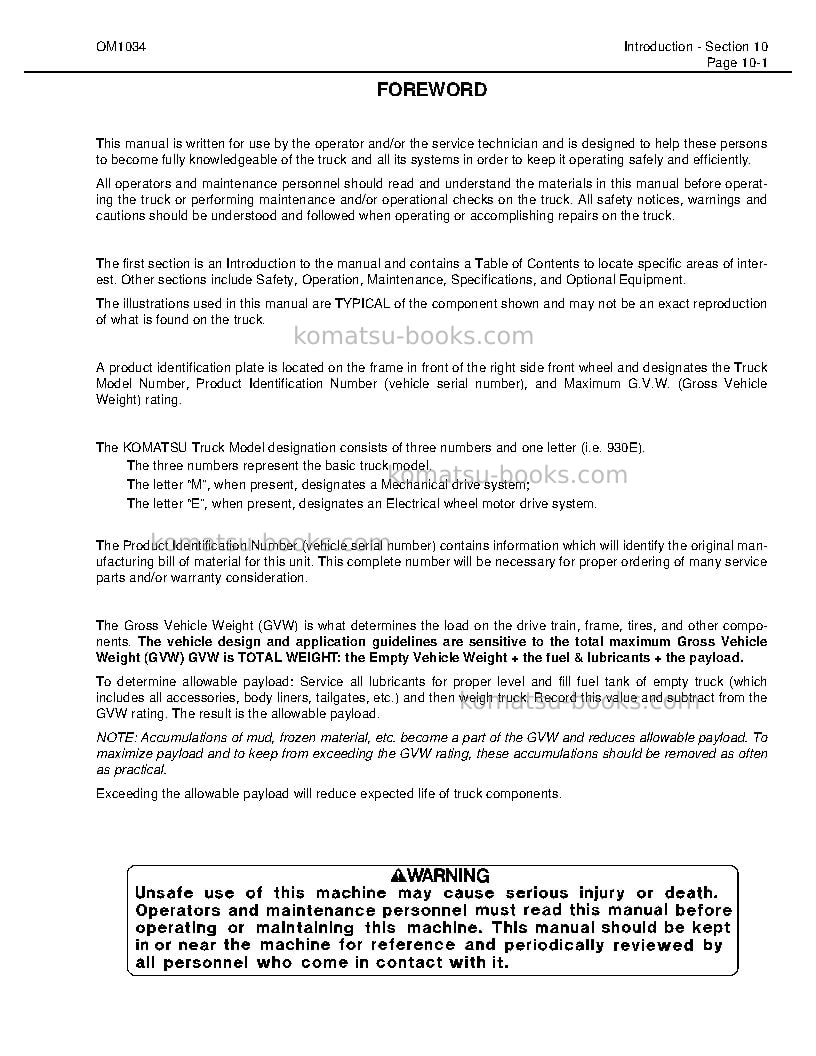 Komatsu 930e-2usa-3 Operation manual cover Page 6 Komatsu 930e-2usa-3 Operation manual cover Page 6