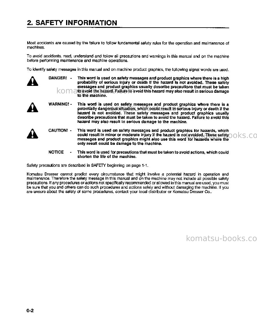Komatsu pc300lc-5usa-lc Operation manual cover Page 6