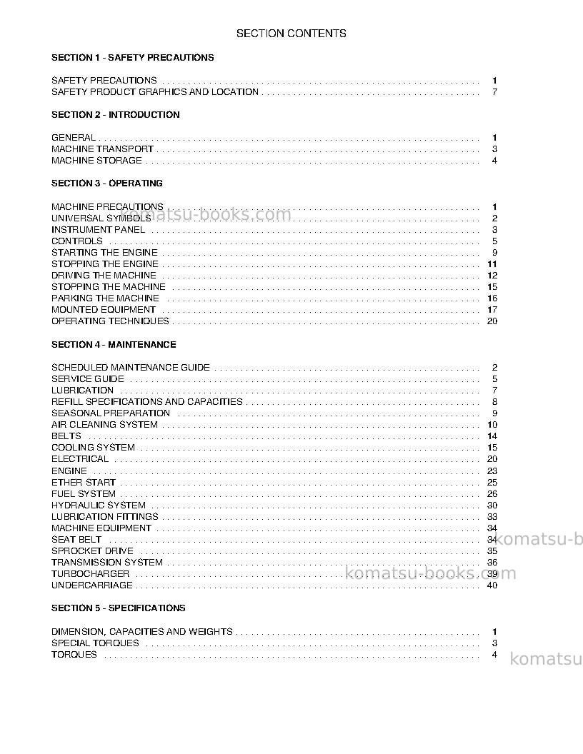 Komatsu td-8h Operation manual cover Page 6 Komatsu td-8h Operation manual cover Page 6