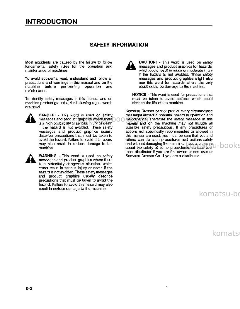Komatsu wa120-1usa-lc Operation manual cover Page 6 Komatsu wa120-1usa-lc Operation manual cover Page 6