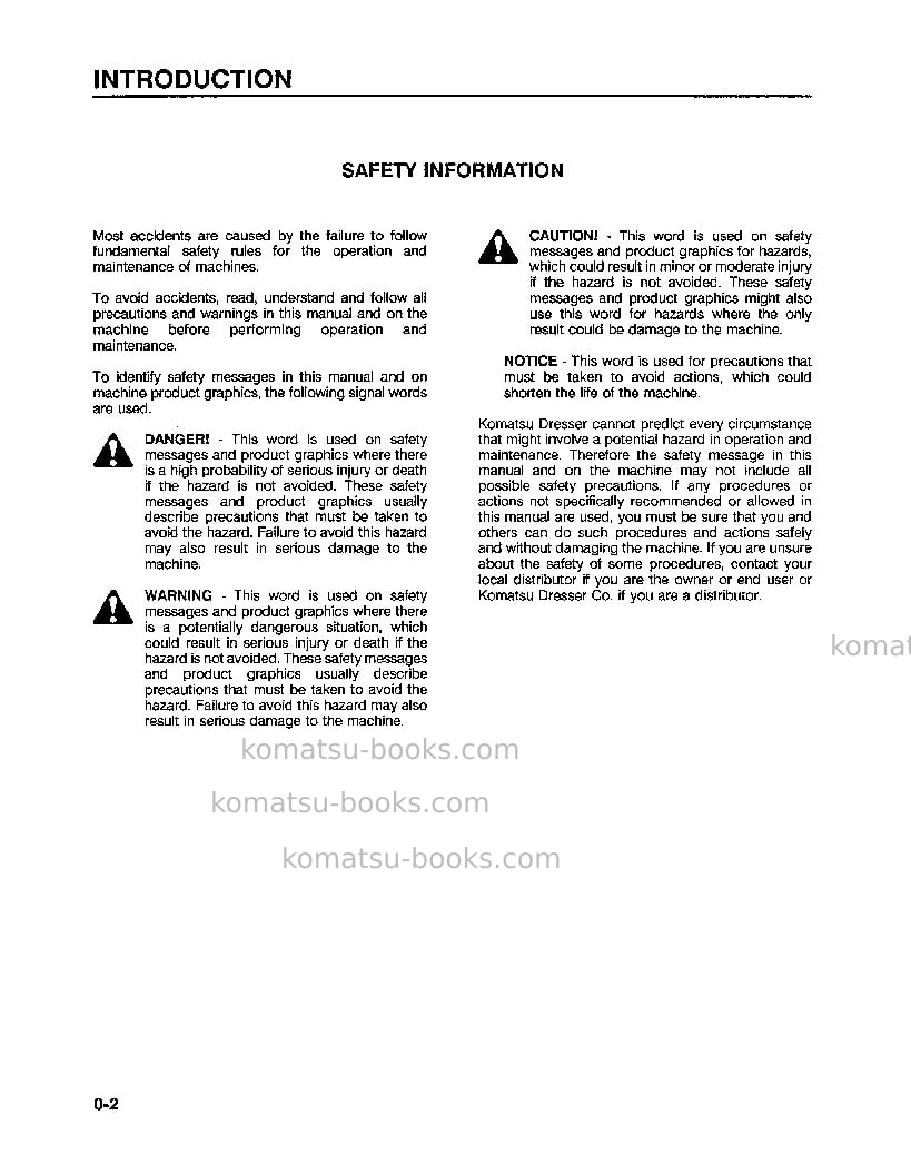 Komatsu wa250-1usa-lc Operation manual cover Page 6