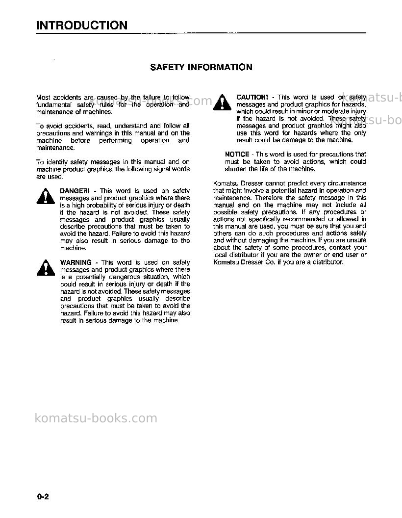 Komatsu wa320-1usa-lc Operation manual cover Page 6
