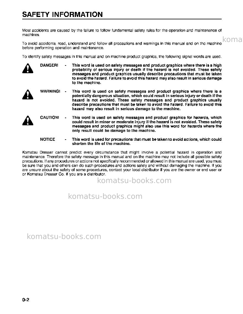 Komatsu wa600-1usa-lc Operation manual cover Page 6