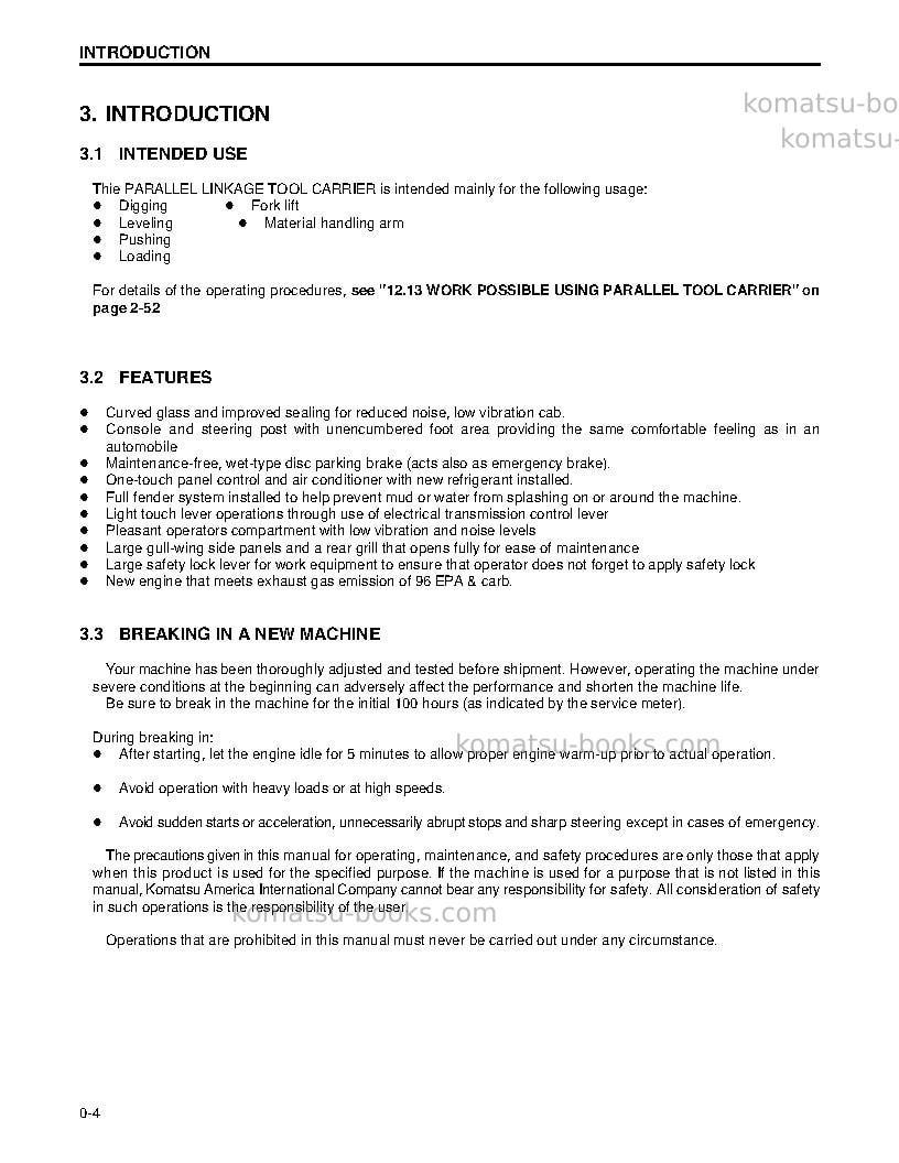 Komatsu wa250-3usa-l Operation manual cover Page 6 Komatsu wa250-3usa-l Operation manual cover Page 6