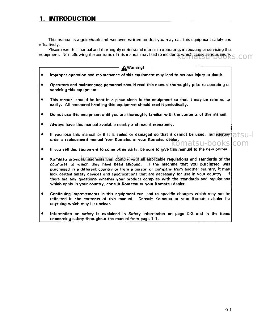 Komatsu pc128uu-1jpn Operation manual cover Page 6 Komatsu pc128uu-1jpn Operation manual cover Page 6