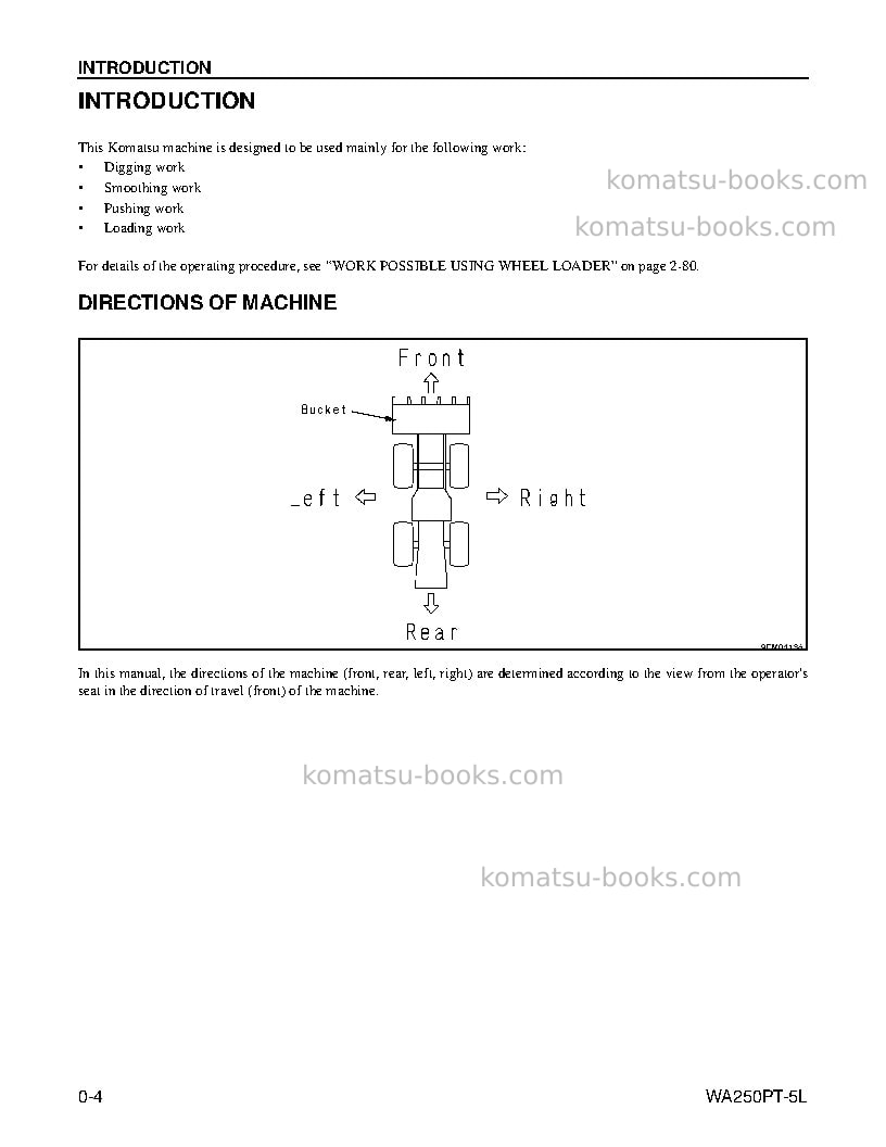 Komatsu wa250pt-5usa-l Operation manual cover Page 6 Komatsu wa250pt-5usa-l Operation manual cover Page 6