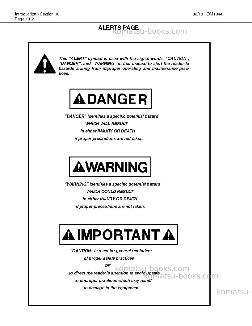 Komatsu hd1500-5usa Operation manual cover Page 6 Komatsu hd1500-5usa Operation manual cover Page 6
