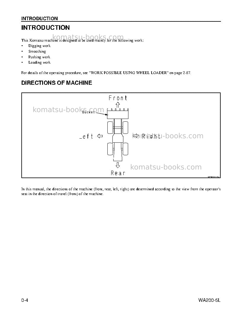 Komatsu wa200-5usa-l Operation manual cover Page 6