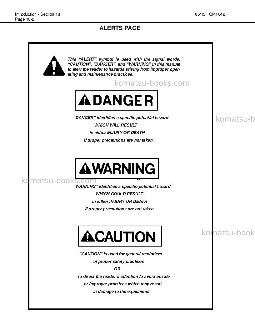 Komatsu hd1500-5usa Operation manual cover Page 6 Komatsu hd1500-5usa Operation manual cover Page 6