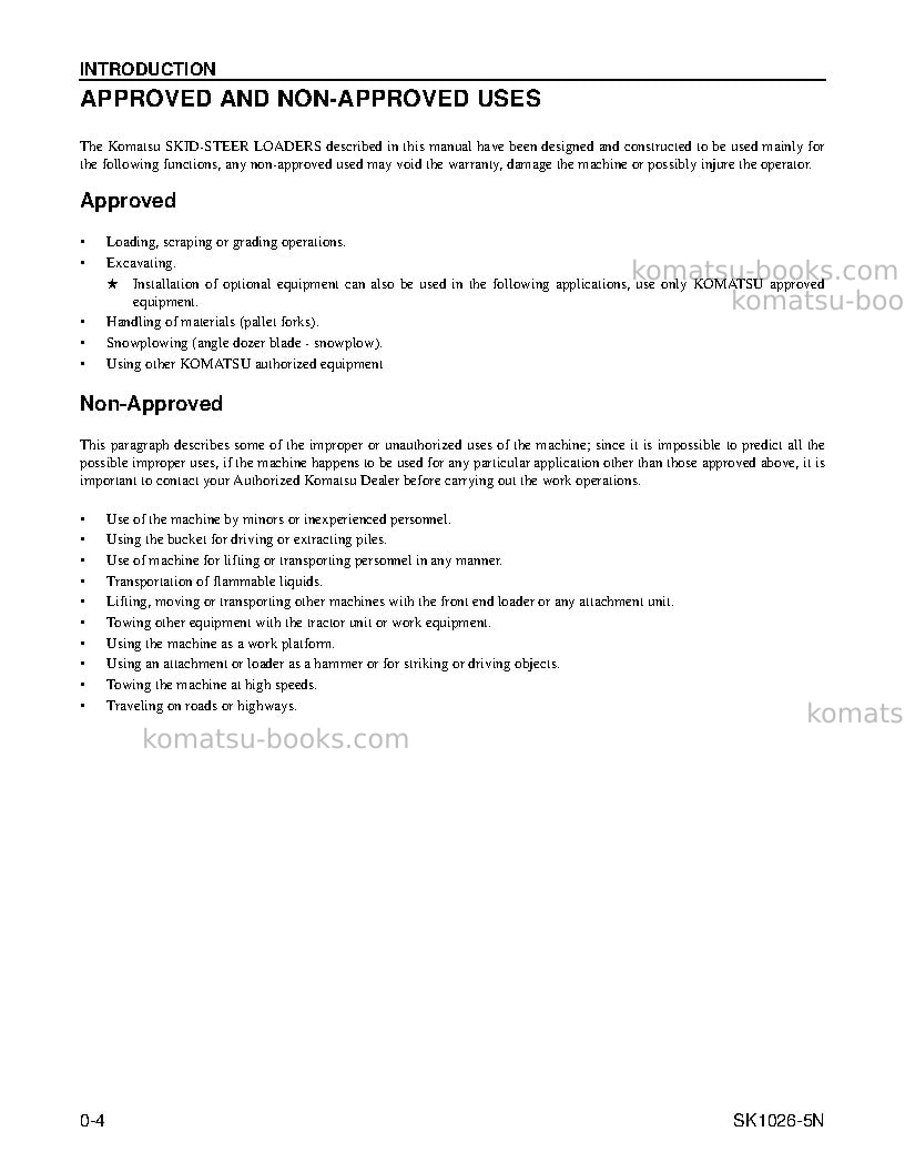 Komatsu sk1026-5usa-n Operation manual cover Page 6 Komatsu sk1026-5usa-n Operation manual cover Page 6