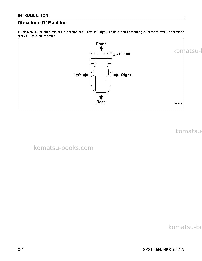 Komatsu sk815-5usa-na Operation manual cover Page 6