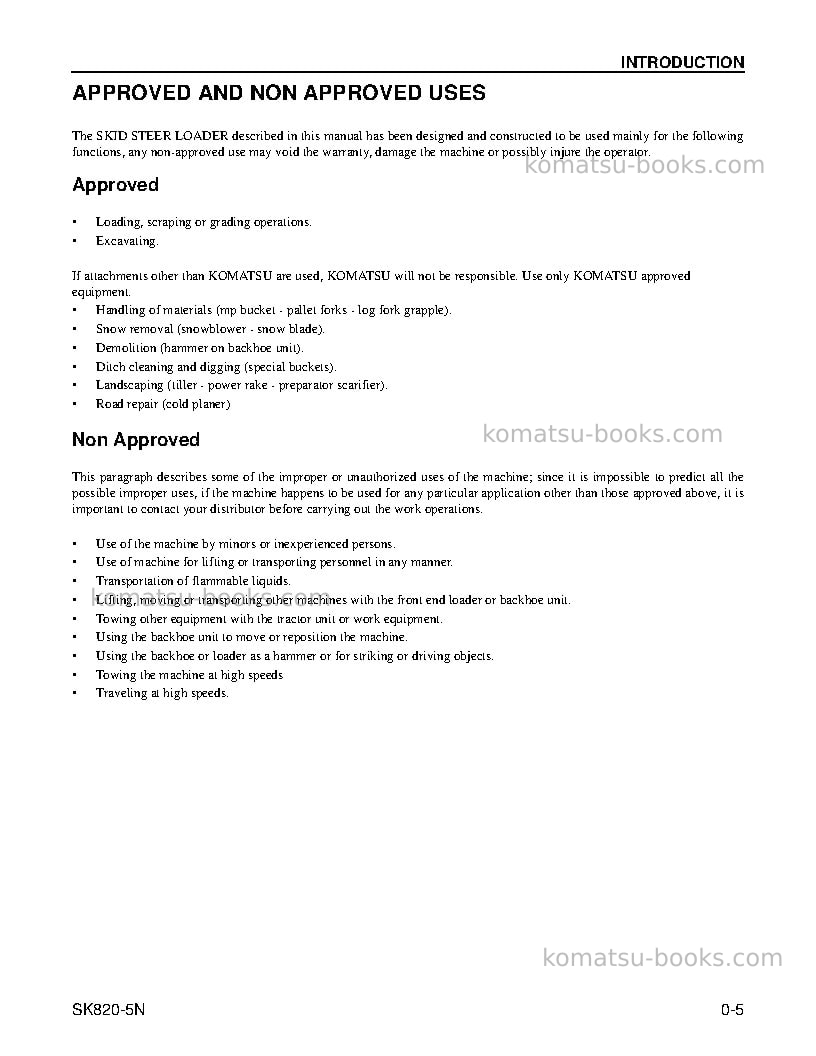 Komatsu sk820-5usa-n Operation manual cover Page 6
