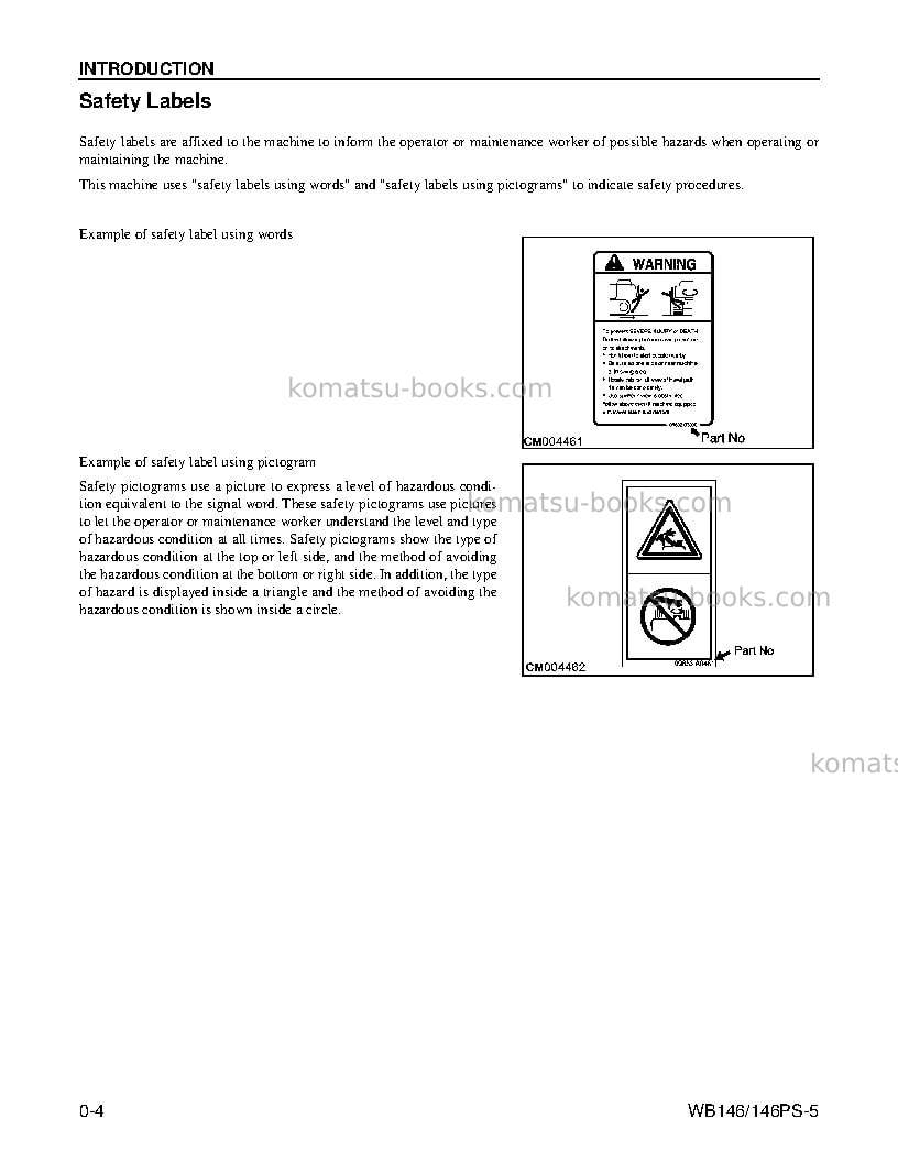 Komatsu wb146ps-5usa Operation manual cover Page 6