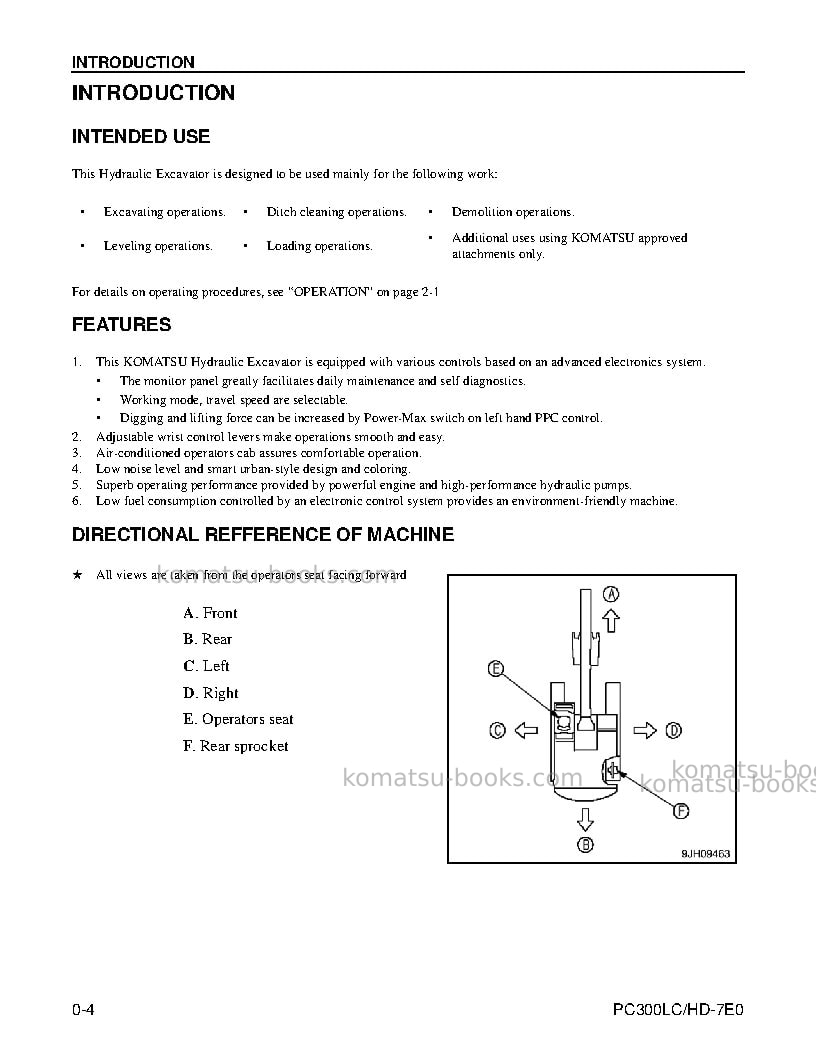 Komatsu pc300lc-7usa-tier 3 Operation manual cover Page 6 Komatsu pc300lc-7usa-tier 3 Operation manual cover Page 6