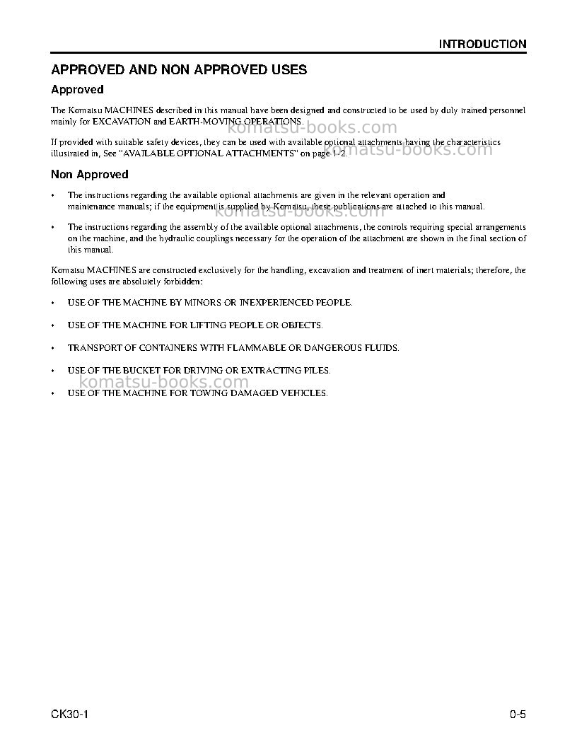 Komatsu ck30-1usa Operation manual cover Page 6 Komatsu ck30-1usa Operation manual cover Page 6