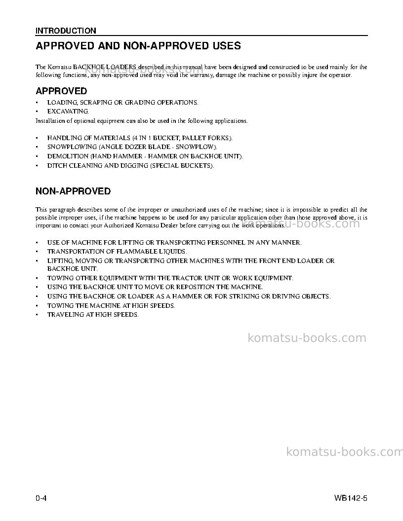 Komatsu wb142-5usa Operation manual cover Page 6