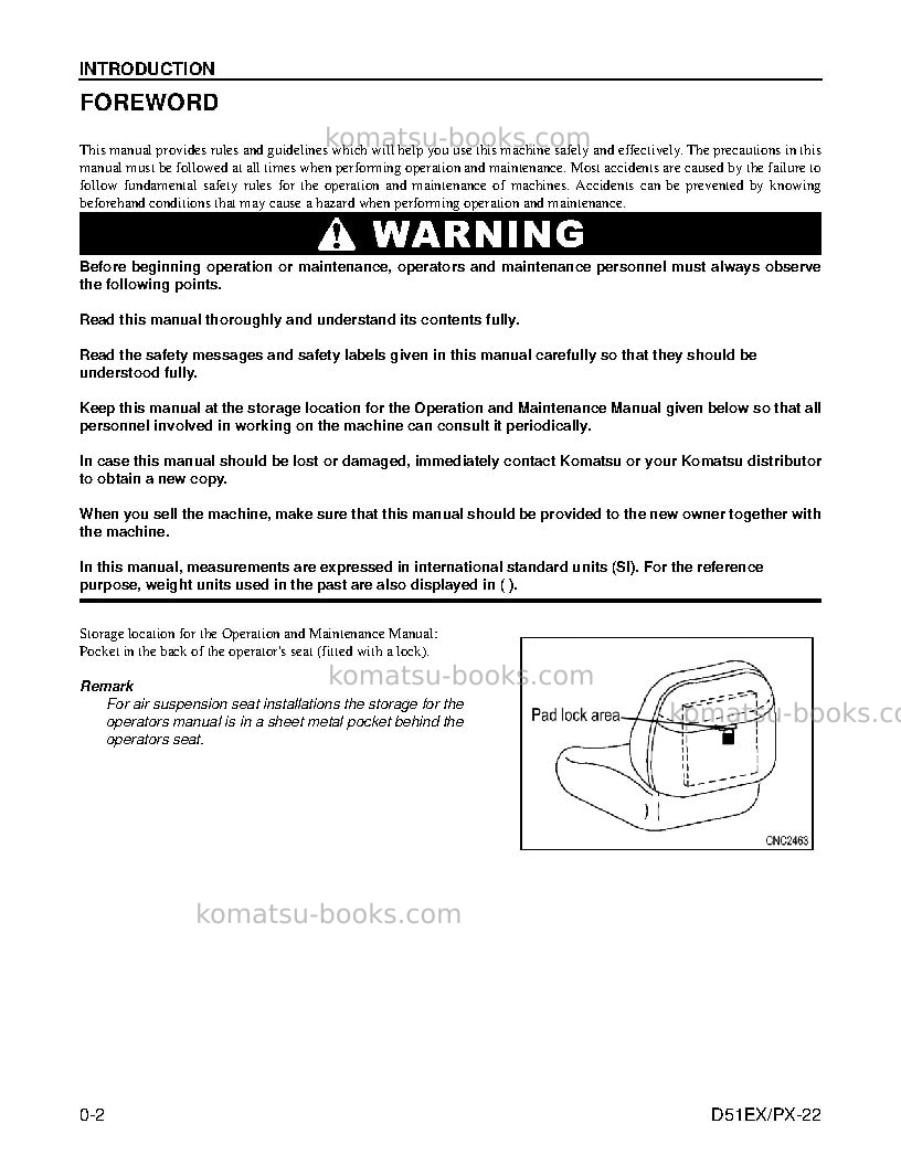 Komatsu d51ex-22bra Operation manual cover Page 6