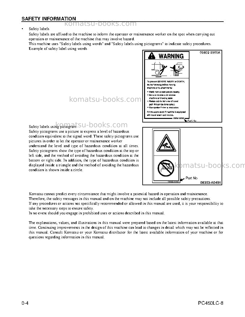 Komatsu pc450lc-8usa Operation manual cover Page 6 Komatsu pc450lc-8usa Operation manual cover Page 6