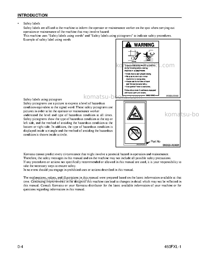Komatsu 450fxl-1usa Operation manual cover Page 6