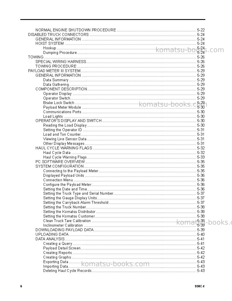 Komatsu 930e-4usa Operation manual cover Page 6 Komatsu 930e-4usa Operation manual cover Page 6
