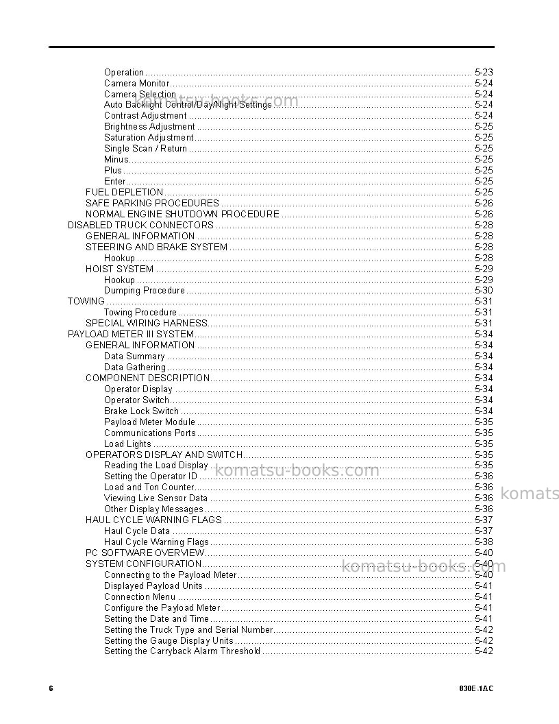 Komatsu 830e-1usa-ac Operation manual cover Page 6 Komatsu 830e-1usa-ac Operation manual cover Page 6